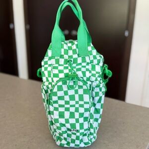 Calpak Water Bottle Holder in Green Checkerboard